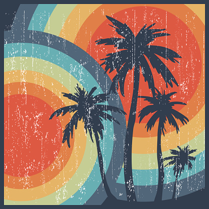 Summer retro palm trees