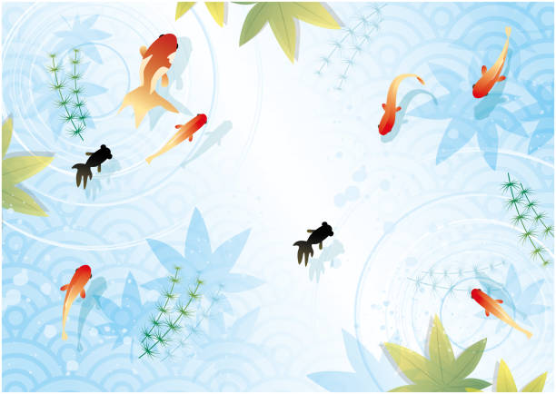 夏の川金魚の水の背景 - 金魚点のイラスト素材／クリップアート素材／マンガ素材／アイコン素材