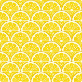 Summer sale background with lemons slices. Seamless pattern. Vector illustration. - Illustration