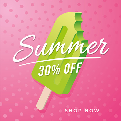 Summer sale banner with Popsicle Stick.