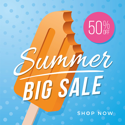 Summer sale banner with Popsicle Stick.