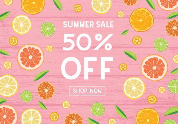 Summer sale citrus fruit banner Easily editable vector illustration on layers.  citrus stock illustrations