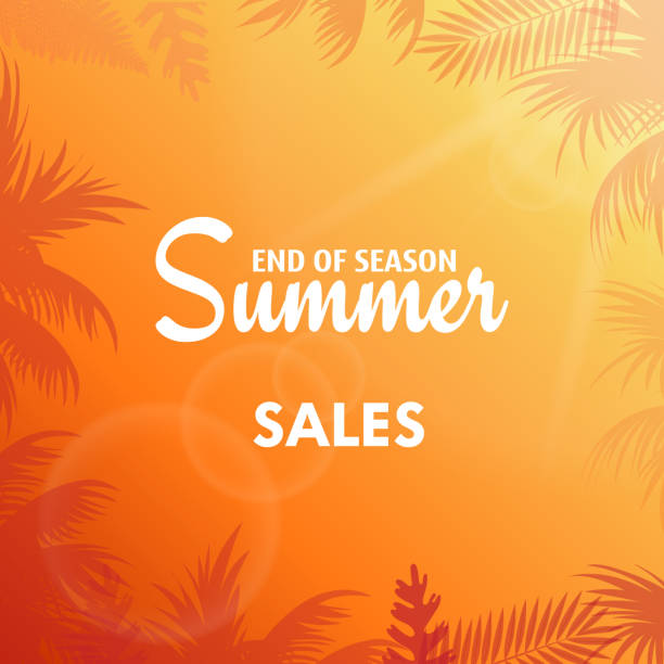 夏季銷售棕櫚樹葉子的賀卡。向量 - summer 幅插畫檔、美工圖案、卡通及圖標