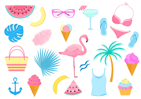 Summer Set Of Decorative Items For A Beach Holiday Swimsuit
