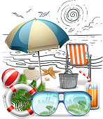 drawn of vector summer holiday sign. This file of transparent and created by illustrator CS6.