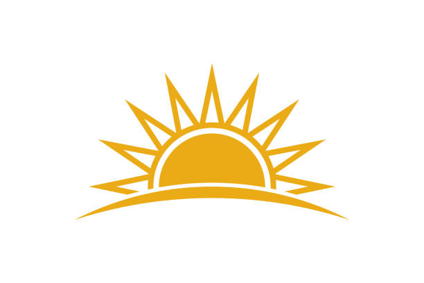 stockillustraties, clipart, cartoons en iconen met zomer zonsopgang. sunny logo ontwerp - sunrise