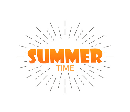 Summer time. Summer with burst. Isolated background. Vector