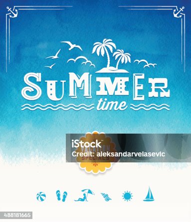 istock Summer Time Watercolor Background 488181665
