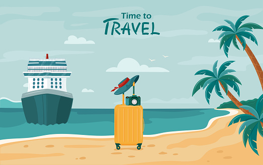 Summer travel background. For banners, posters, cover design templates.