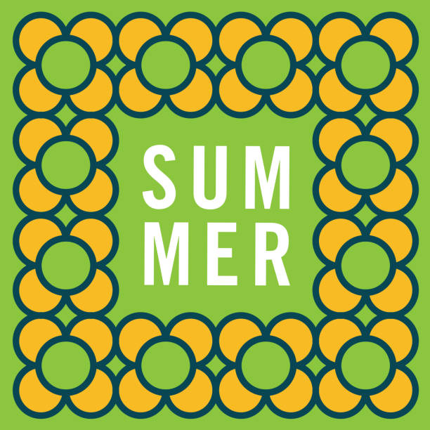 Summer Type with Flower Border–Opt.1 vector art illustration
