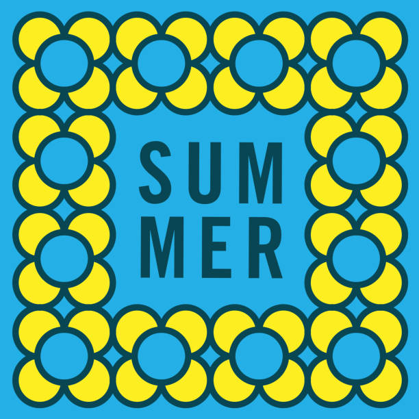 Summer Type with Flower Border–Opt.2 vector art illustration