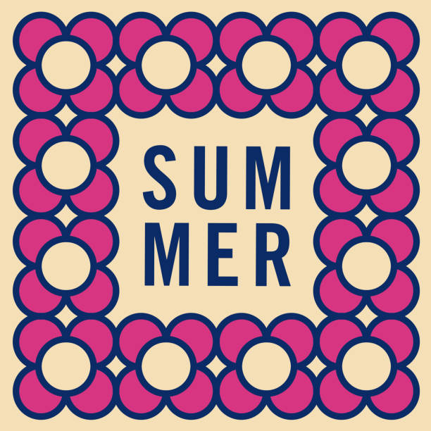 Summer Type with Flower Border–Opt.4 vector art illustration