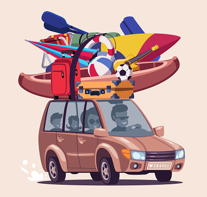 Summer vacation journey flat vector illustration