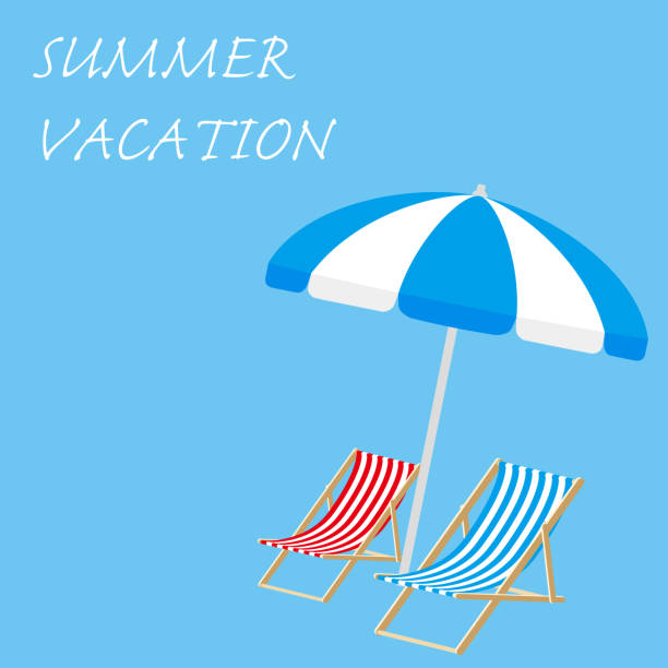 illustrazioni stock, clip art, cartoni animati e icone di tendenza di vacanze estive illustrazione vettoriale semplice - ombrellone