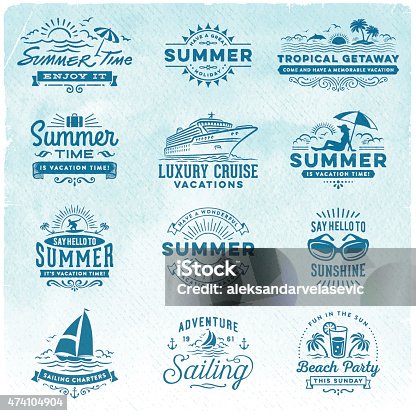 istock Summer Vacation, Surfing, Sailing, Beach Signs and Badges 474104904