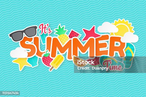 istock Summer vector background. Paper cut. Can used for banners,Wallpaper,flyers, invitation, posters, brochure. 1131547434