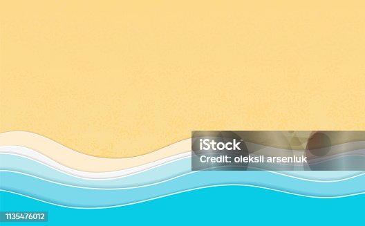 istock Summertime vacation background. Multi Layered papercut sea waves with 3d effect. 1135476012