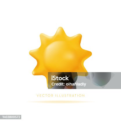 istock Sun 3D icon. Weather sunshine minimal cartoon vector illustration 1403800572