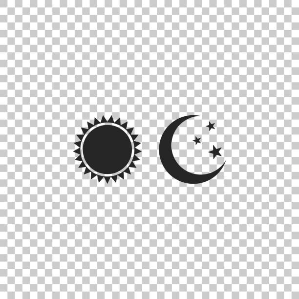 Sun and moon icon isolated on transparent background. Weather daytime...