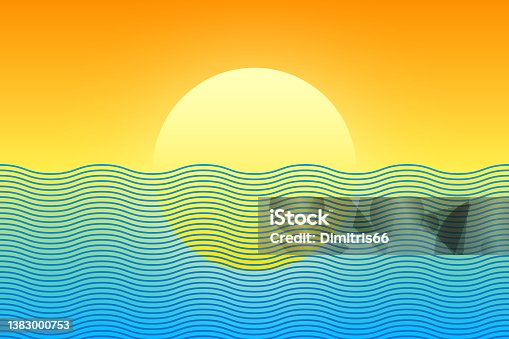 istock Sun and sea stylised waves 1383000753