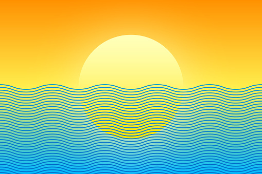 Sun and sea stylised waves