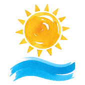 Vector illustration of sun and wave