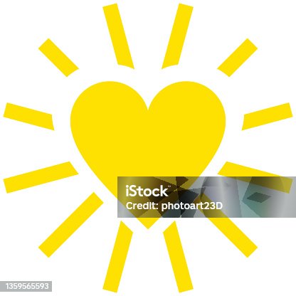 istock Sun heart yellow sign symbol icon isolated - vector 1359565593
