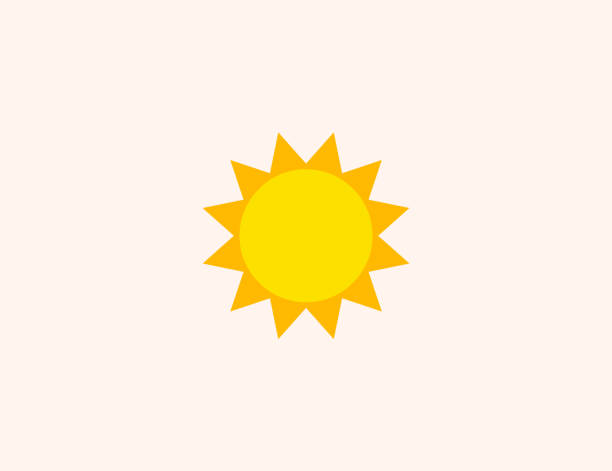 ikon vektor matahari. matahari terisolasi, sunshine simbol berwarna datar - vektor - sinar matahari ilustrasi stok