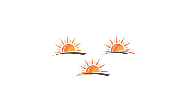 ikon vektor matahari - subuh senja ilustrasi stok