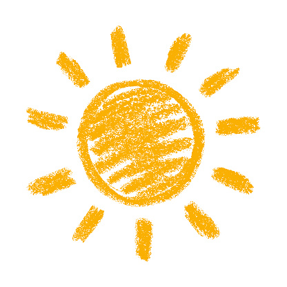 Hand drawn sun. Vector design element isolated on white background.