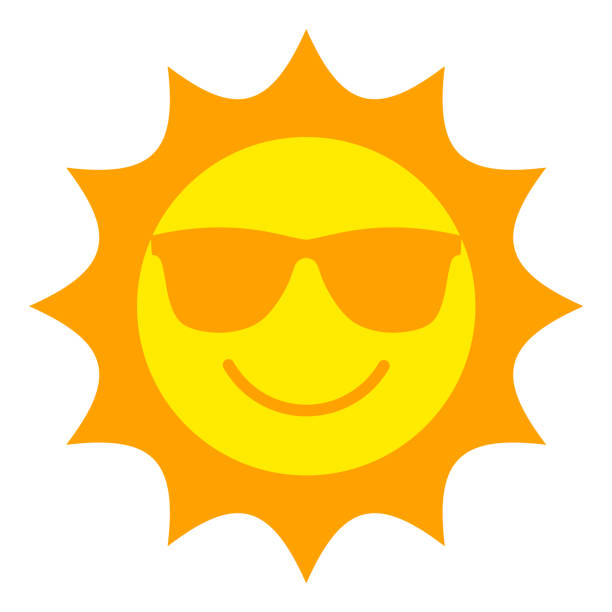 Sun with sunglasses smiling icon  cartoon sun with sunglasses stock illustrations