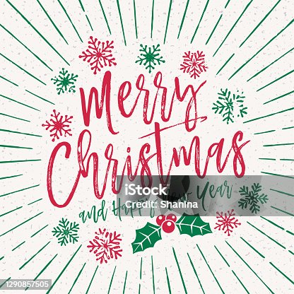 istock Sunburst Christmas Greeting Card - red text 1290857505