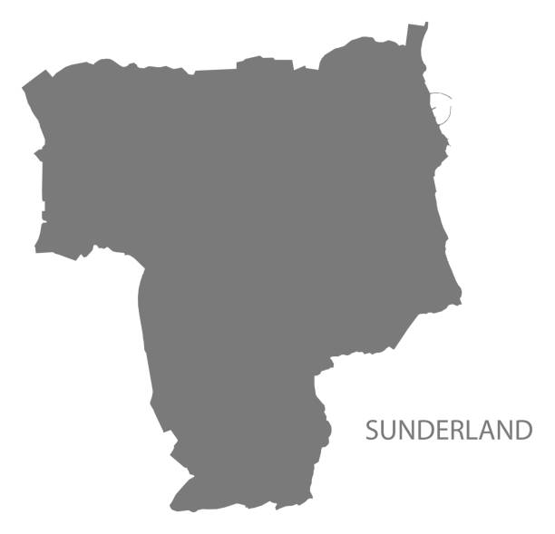 сандерленд город карта серый силуэт иллюстрации формы - sunderland stock illustrations