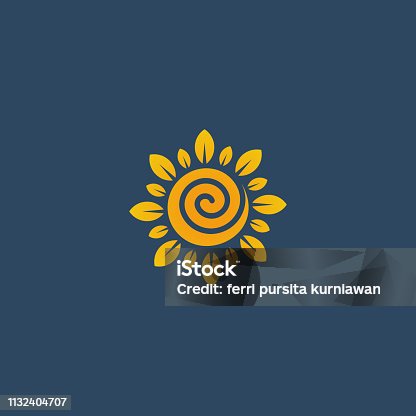istock Sunflower design logotype, flower icon vector illustration 1132404707