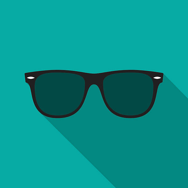 Sunglasses icon with long shadow. Sunglasses icon with long shadow. Flat design style. Sunglasses silhouette. Simple icon. Modern flat icon in stylish colors. Web site page and mobile app design element. sunglasses stock illustrations