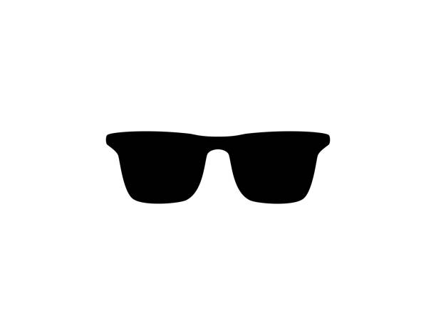 ilustraciones, imágenes clip art, dibujos animados e iconos de stock de icono vectorial de gafas de sol. símbolo negro de gafas de sol oscuras aisladas - vector - sunglasses