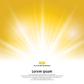sunlight effect sparkle on yellow background with copy space. Abstract vector illustration