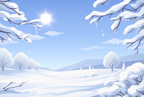 Sunny Winter Landscape With Snow-covered Trees
