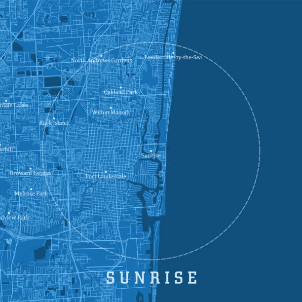 Sunrise FL City Vector Road Map Blue Text Sunrise FL City Vector Road Map Blue Text. All source data is in the public domain. U.S. Census Bureau Census Tiger. Used Layers: areawater, linearwater, roads. map of florida beaches stock illustrations