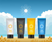 Sunscreen cream containers collection