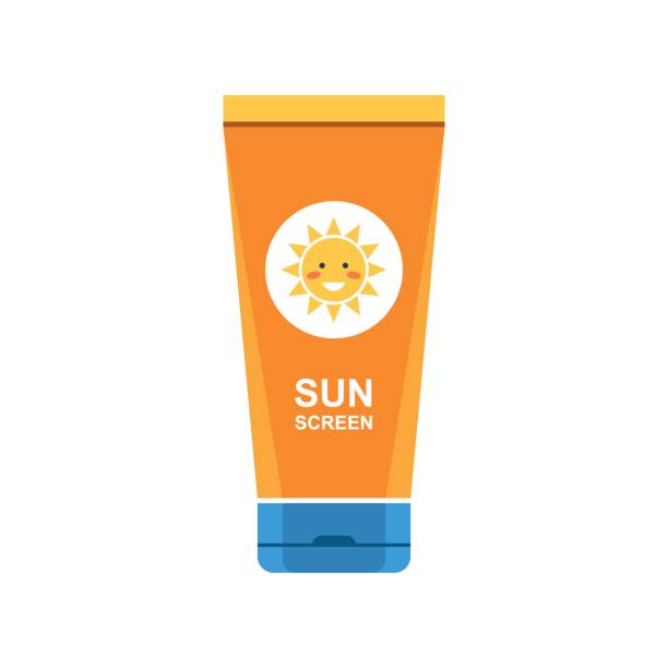 Sunscreen cream icon Sunscreen cream in tube symbol. Protection for the skin from solar ultraviolet light. Flat icon. Vector illustration isolated on white background sunscreen stock illustrations