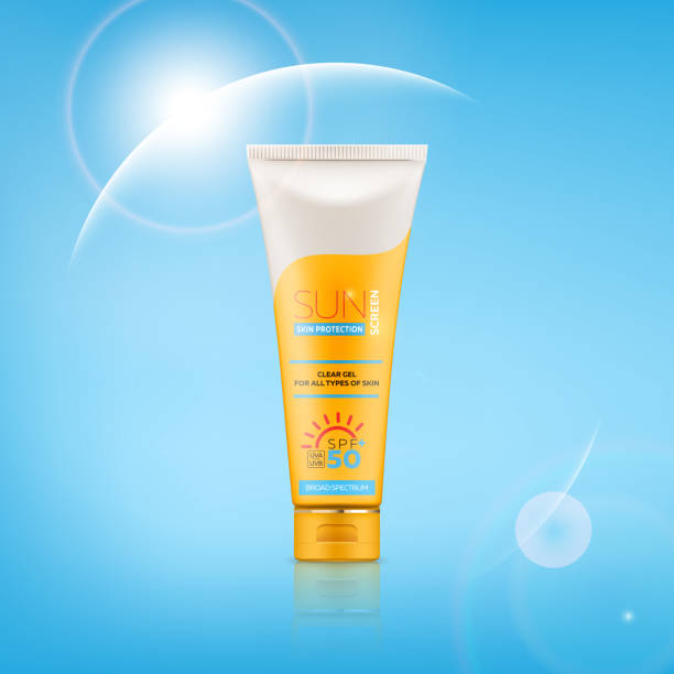 Sunscreen cream realistic 3d tube with gel or cream for skin protection and UVA/UVB rays blocking. Ready for branding, packaging and advertising design High quality vector illustration for branding, advertising and product design sunscreen stock illustrations
