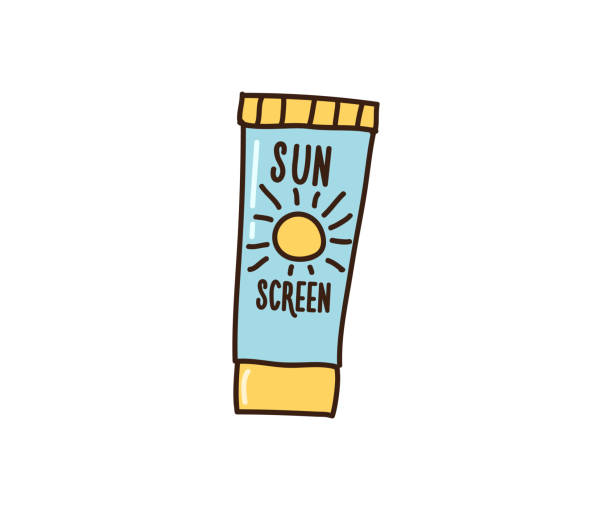 Sunscreen sketch. Vector doodle hand drawn illustration icon. Summer related object. vector eps10 sunscreen stock illustrations