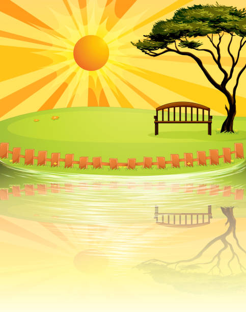 公園の夕日 - 木漏れ日　影点のイラスト素材／クリップアート素材／マンガ素材／アイコン素材