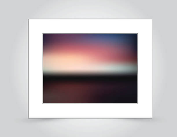 Sunset Colors Abstract Blur in Mat Frame vector art illustration