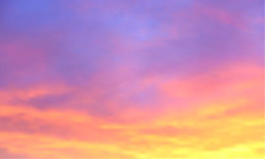 Sunset vector background. Sunrise wallpaper. Abstract beautiful heaven with clouds. Sunlight gradient blurred sky. Sundown backdrop.