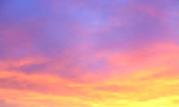 Sunset, sunrise vector background Sunset vector background. Sunrise wallpaper. Abstract beautiful heaven with clouds. Sunlight gradient blurred sky. Sundown backdrop. sunrise stock illustrations