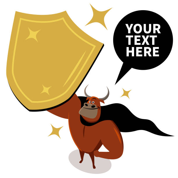 ilustrações de stock, clip art, desenhos animados e ícones de super bull (cattle) with a shield - alimentos sistema imunitário
