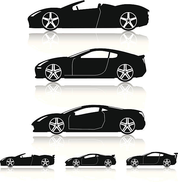 Super Cars Silhouettes Generic modern super car silhouettes. car silhouettes stock illustrations