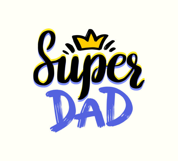 Super Dad Hand Written Lettering or Typography with Gold Crown. Happy Fathers Day Quote, Emblem, Label or Icon Super Dad Hand Written Lettering or Typography with Gold Crown. Happy Fathers Day Quote, Emblem, Label or Icon for Greeting Card, Banner, T-shirt, Element for Tshirt Print Design. Vector Illustration fathers day stock illustrations